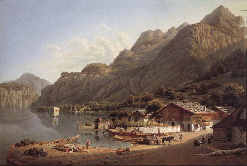Gabriel Lory fils Vue of Fluhlen, in Suisse oil painting image